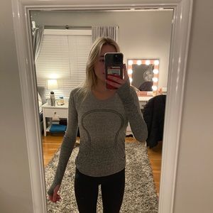 Lulu lemon Swiftly Tech Long Sleeve Crew- Black/White (Grey Ombré)